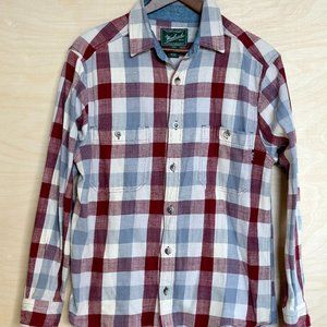 Vintage Woolrich Red Blue White Plaid Casual Button Down Shirt Y2K Size M